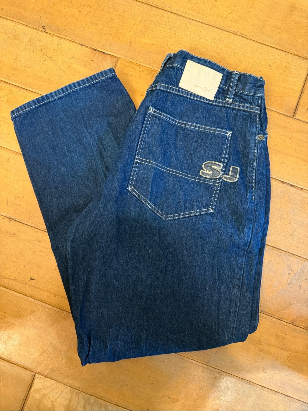 Sean John Dark Blue Relaxed Men's Jeans with SJ Back Pocket
